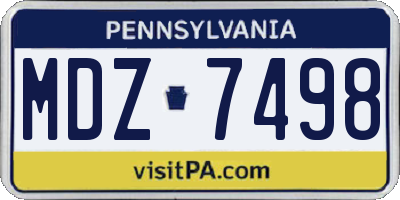 PA license plate MDZ7498