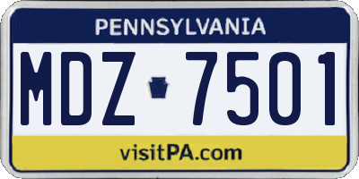 PA license plate MDZ7501