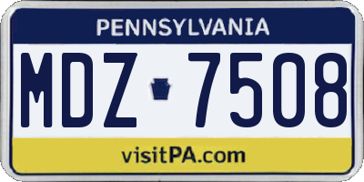 PA license plate MDZ7508