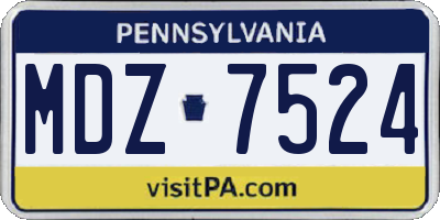 PA license plate MDZ7524