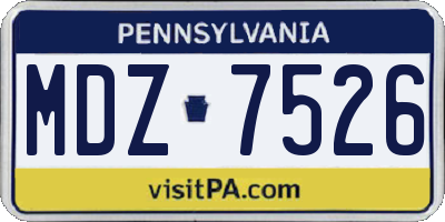 PA license plate MDZ7526