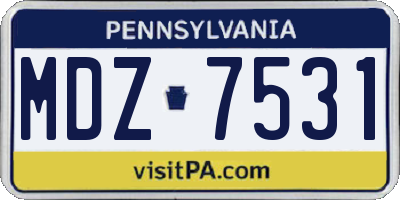 PA license plate MDZ7531
