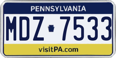 PA license plate MDZ7533