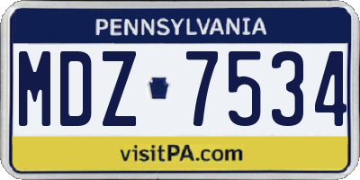 PA license plate MDZ7534