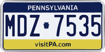 PA license plate MDZ7535