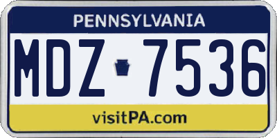 PA license plate MDZ7536