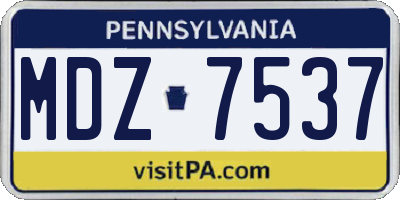 PA license plate MDZ7537