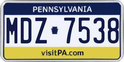 PA license plate MDZ7538