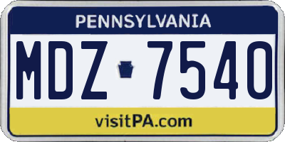 PA license plate MDZ7540