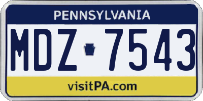 PA license plate MDZ7543