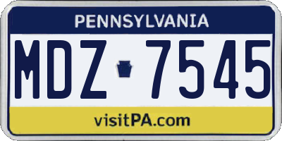 PA license plate MDZ7545