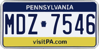 PA license plate MDZ7546