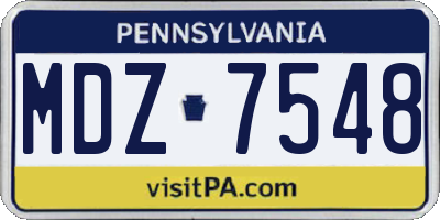 PA license plate MDZ7548