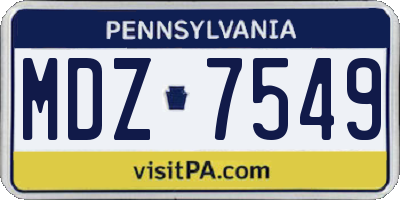PA license plate MDZ7549