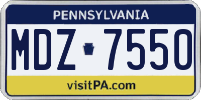 PA license plate MDZ7550
