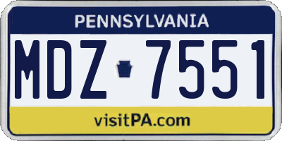 PA license plate MDZ7551