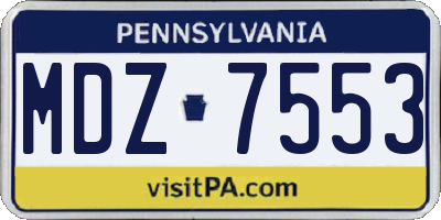 PA license plate MDZ7553