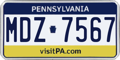 PA license plate MDZ7567
