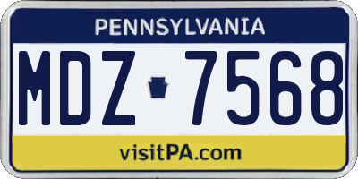 PA license plate MDZ7568