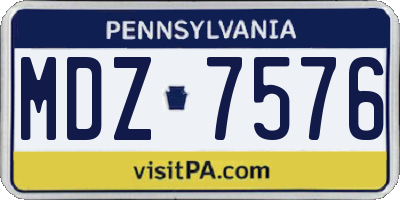 PA license plate MDZ7576