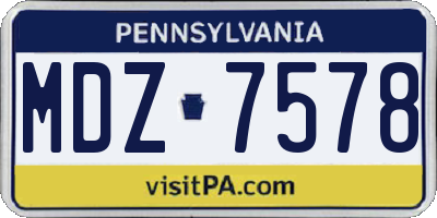 PA license plate MDZ7578