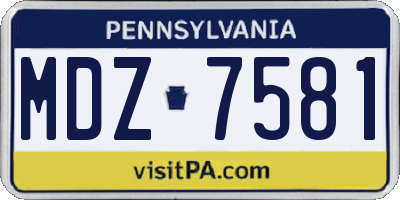 PA license plate MDZ7581