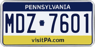 PA license plate MDZ7601