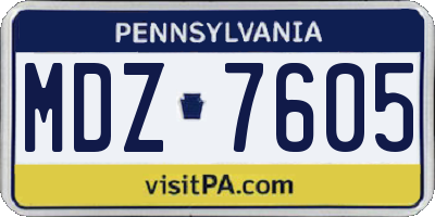 PA license plate MDZ7605