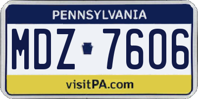 PA license plate MDZ7606