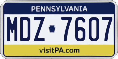 PA license plate MDZ7607
