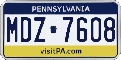 PA license plate MDZ7608