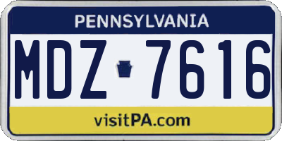 PA license plate MDZ7616