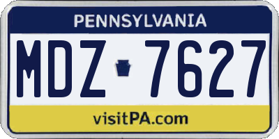PA license plate MDZ7627