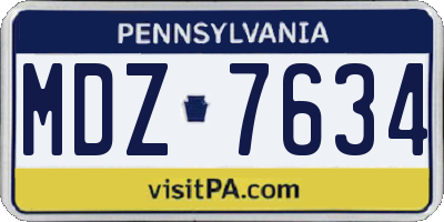 PA license plate MDZ7634
