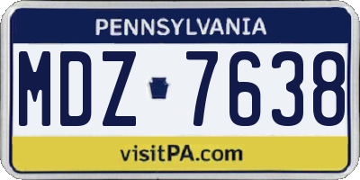 PA license plate MDZ7638