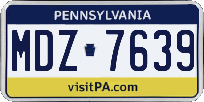 PA license plate MDZ7639