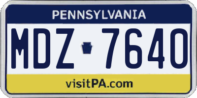 PA license plate MDZ7640