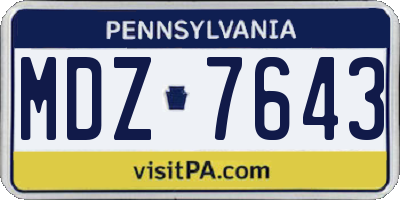 PA license plate MDZ7643
