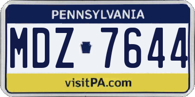 PA license plate MDZ7644