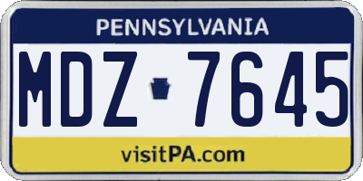 PA license plate MDZ7645