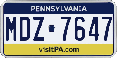 PA license plate MDZ7647