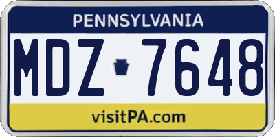 PA license plate MDZ7648
