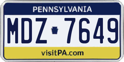 PA license plate MDZ7649