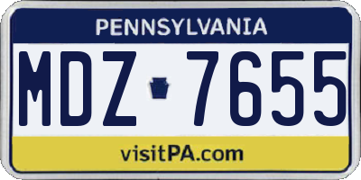 PA license plate MDZ7655