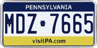 PA license plate MDZ7665