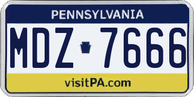 PA license plate MDZ7666
