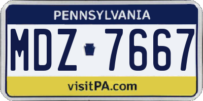 PA license plate MDZ7667