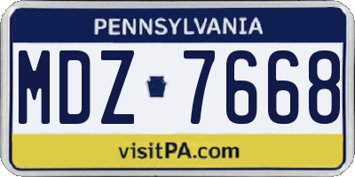 PA license plate MDZ7668