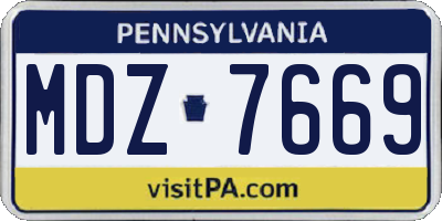 PA license plate MDZ7669