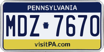 PA license plate MDZ7670